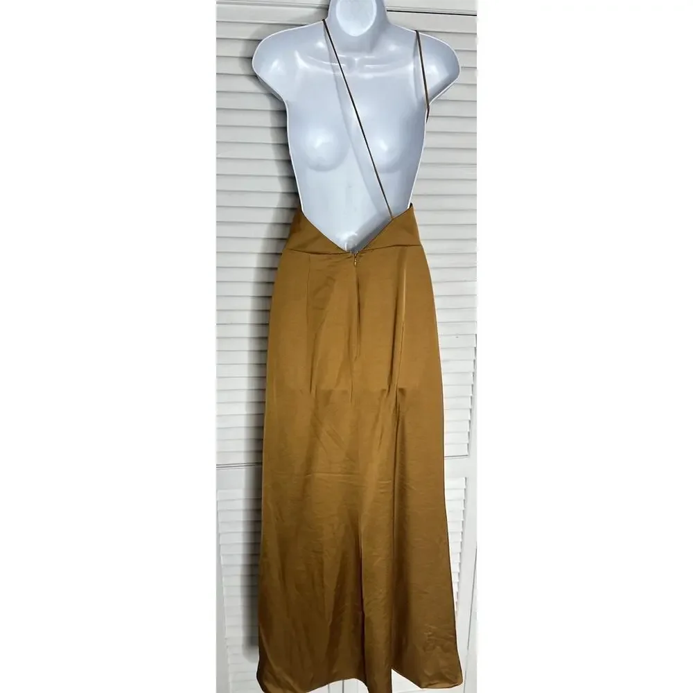 NWT Anthropologie Significant Other Copper Gracie Backless Satin Dress 12 - Picture 6 of 13